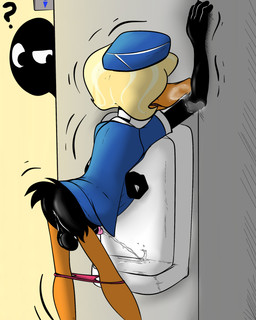 anthro avian_butt being_watched bodily_fluids butt clothed clothing clothing_lift crossdressing desperation flaccid genital_fluids genitals looking_at_another male panties panties_down partially_clothed peeing penis perineum question_mark relieved shaking solo toilet_use underwear underwear_down urinal urine urine_stream illegaleel looney_tunes warner_brothers daffy_duck anatid anseriform avian bird duck 4:5 absurd_res hi_res