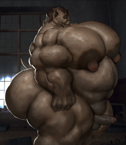 analog_horror anthro balls belly biceps big_butt big_moobs big_muscles big_nipples brown_body brown_fur butt clothing creepy_face creepy_smile erection foreskin fur genitals horror_(theme) huge_butt huge_muscles hyper hyper_muscles inside male moobs musclegut muscular muscular_arms muscular_male muscular_thighs nipples nude overweight penis smile solo teeth underwear vein veiny_penis hohohonse creepypasta dog_nightmare gray_ghost_(dog_nightmare) canid canine canis domestic_dog mammal hi_res