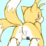 2_tails all_fours anthro backsack balls butt censor_bar fur genitals green_eyes ineffective_censorship male multi_tail negative_censor negative_colors penis solo tail yellow_body yellow_fur young young_anthro koda-kota sega sonic_the_hedgehog_(series) miles_prower canid canine fox mammal 1:1 censored low_res thumbnail