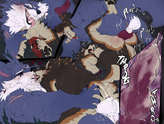 anal anal_penetration animal_genitalia anthro anthro_on_anthro anthro_penetrated anthro_penetrating anthro_penetrating_anthro beard bodily_fluids cum cum_in_ass cum_inside duo ejaculation facial_hair facial_piercing from_front_position furgonomic_piercing furgonomics genital_fluids genital_piercing genitals hand_on_butt kissing knot knotted_penis knotting licking_tongue looking_pleasured male male/male male_on_bottom male_on_top male_penetrated male_penetrating male_penetrating_male masturbation musclegut muscular nose_piercing on_bottom on_top oral penetration penile penile_penetration penis penis_in_ass piercing plap precum rimming rough_sex sex sheath sheath_piercing spreading na1su league_of_legends mythology riot_games tencent spike_(theworgen) warwick_(lol) canid canine canis mammal mythological_canine mythological_creature werecanid werecanine werecreature werewolf wolf absurd_res hi_res