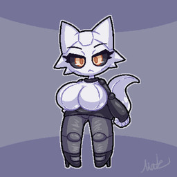 anthro big_breasts biped black_sclera bottomwear breasts clothed clothing eyebrows eyelashes featureless_breasts female footwear front_view high_heels legwear looking_at_viewer machine outline shoes simple_background solo tail white_body white_ears white_tail yellow_eyes matz_(pixiv) mythology iker_(zaclyn) android dragon mythological_creature mythological_scalie robot scalie 1:1 2025 aliasing digital_drawing_(artwork) digital_media_(artwork) hi_res signature