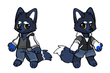 anthro black_clothing black_jacket black_nose black_topwear blue_body blue_bottomwear blue_clothing blue_ears blue_fur blue_pants blue_shorts blue_tail bottomwear cheek_tuft closed_smile clothed clothing dipstick_ears dipstick_tail ear_markings facial_tuft front_view fur glistening glistening_eyes grey_clothing grey_topwear head_tuft jacket looking_aside male markings mouth_closed multicolored_ears pants shorts simple_background smile solo standing tail tail_markings topwear tuft unsigned white_background white_body white_clothing white_fur white_inner_ear white_jacket white_topwear asnnonaka crow_(asnnonaka) magpie_(asnnonaka) canid canine canis mammal wolf 3:2 hi_res