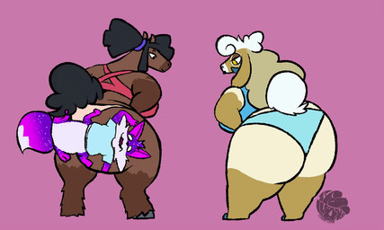 anthro between_butts big_butt butt butt_crush butt_slam butt_squish female flattened mature_female overweight purple_body size_difference squish toony logtut cosmo_allstar lalia_luan lulua_(logtut) canid canid_taur canine canine_taur equid equine fox fox_taur horse hybrid mammal mammal_taur taur 5:3 aliasing animated binary_drawing digital_drawing_(artwork) digital_media_(artwork)