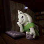 anthro computer computer_mouse electronics half-closed_eyes low_poly male narrowed_eyes solo young tribaldragon undertale undertale_(series) asriel_dreemurr boss_monster_(undertale) bovid caprine goat mammal 1:1 3d_(artwork) digital_media_(artwork) hi_res