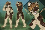 anthro anus breasts digitigrade female genitals grass hair open_mouth plant pussy raised_tail short_tail solo standing tail tongue tongue_out kira_larsson vanra_(magazineimp) felid mammal prehistoric_species saber-toothed_tiger model_sheet