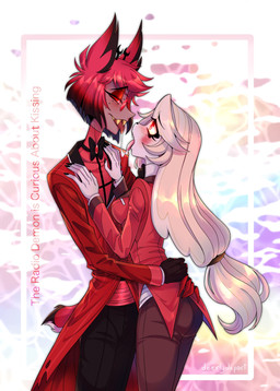 after_kiss anthro antlers blush bodily_fluids duo eye_contact eyewear fangs female horn infidelity looking_at_another male male/female saliva saliva_on_tongue saliva_string scut_tail short_tail tail teeth deerlydepart hazbin_hotel hellaverse alastor_(hazbin_hotel) charlie_morningstar animal_humanoid cervine deer deer_demon deer_humanoid demon humanoid mammal mammal_humanoid 2025 absurd_res cover cover_art cover_page hi_res signature