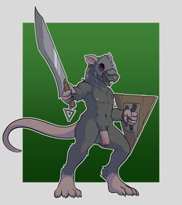 anthro armor balls foreskin genitals gesture grin hand_gesture headgear helmet humanoid_genitalia humanoid_penis looking_at_viewer male melee_weapon navel nipples nude open_mouth penis pointing rat_tail red_eyes shield smile solo standing sword tail weapon protatypo warhammer_(franchise) warhammer_fantasy mammal murid murine rat rodent skaven hi_res