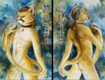 anthro butt fur hair male nude ponytail solo tail tan_body tan_fur zanity mushu_hirano cougar felid feline mammal 2008 character_badge_(artwork) low_res painting_(artwork) traditional_media_(artwork) traditional_painting_(artwork) traditional_watercolor_(artwork) watercolor_(artwork)