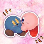 ambiguous_gender blue_body blue_eyes blush duo pink_body yellow_eyes hoshi_kodomo hal_laboratory kirby_(series) nintendo kirby meta_knight waddling_head 1:1 hi_res