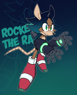 anthro black_nose brown_body brown_fur buckteeth clothing cosmic_background cosmic_hair countershade_torso countershading ethereal_hair footwear fur green_eyes male rat_tail robotic_arm shoes solo star starry_background tail teeth text galaxylover06 sega sonic_the_hedgehog_(series) fan_character rocket_the_rat mammal murid murine rat rodent absurd_res character_name english_text hi_res