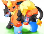 all_fours anal anal_penetration anus balls blue_eyes blush bodily_fluids cum cum_in_pussy cum_inside duo eeveelution erection felid female female_penetrated feral flareon generation_1_pokemon generation_4_pokemon genital_fluids genitals grass looking_back luxray male male/female male_penetrating male_penetrating_female mammal nintendo open_mouth pawpads paws penetration penis plant pokemon pokemon_(species) pussy red_eyes sex smile tomcat_in_sky