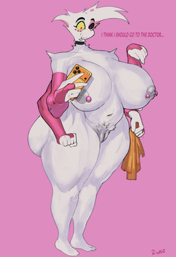 barbell_piercing big_breasts big_butt breasts butt crossgender feet female huge_breasts huge_butt huge_thighs jewelry mature_female mtf_crossgender necklace nipple_piercing nipples nude nude_female piercing pubes solo text thick_thighs quattrant hazbin_hotel hellaverse angel_dust arachnid arthropod spider absurd_res english_text hi_res