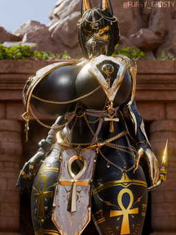 ankh anthro areola big_breasts black_body breasts day female huge_breasts nipples orange_eyes outside solo standing tail thick_thighs veil wide_hips furry_ghosty bom39_(modeler) egyptian_mythology middle_eastern_mythology mythology anubis anubis_(bom39) anubian_jackal canid canine canis deity jackal mammal 3:4 3d_(artwork) absurd_res digital_media_(artwork) hi_res