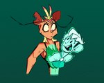 anthro brown_body brown_fur duo female female/female flat_chested fur intangible phasing fluttershythekind mythology jackie_bachman madeline_gevaudan canid canine ghost humanoid mammal mythological_canine mythological_creature spirit undead werecanid werecanine werecreature werewolf 5:4