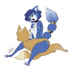 anthro breast_play breasts cowgirl_position duo female from_front_position male male/female on_bottom on_top sex blulesnsfw nintendo star_fox fox_mccloud krystal_(star_fox) canid canine fox mammal 2022 absurd_res hi_res unavailable_at_source