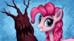 16:9 2017 abstract_background blue_background blue_eyes creepy digital_media_(artwork) duo earth_pony elemental_creature equid equine eyebrows eyelashes female feral flora_fauna friendship_is_magic grin hair hasbro hi_res horse looking_at_viewer mammal my_little_pony nude pink_hair pinkie_pie_(mlp) plant pony portrait setharu signature simple_background smile solo_focus teeth treant tree wallpaper widescreen