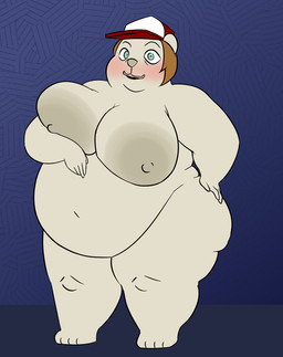anthro belly big_breasts blush breasts clothing feet female hat hat_only headgear headgear_only headwear headwear_only huge_breasts mostly_nude obese obese_anthro obese_female overweight overweight_anthro overweight_female solo trucker_hat oxkingky casey_(oxkingky) bear mammal 2026