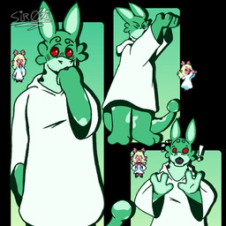 anthro blush clothing female green_body long_ears male raised_arms red_eyes robe shy snout solo surprised tail white_clothing white_robe sirozinn deltarune undertale_(series) noelle_holiday alien deer humanoid mammal 1:1 hi_res
