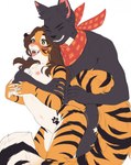 anthro anthro_on_anthro anthro_penetrated anthro_penetrating anthro_penetrating_anthro areola big_tail black_stripes breasts clenched_teeth duo eyes_closed fangs female female_penetrated fluffy fluffy_tail from_behind_position fur green_eyes heart_eyes heart_symbol hug kerchief kerchief_only looking_pleasured male male/female male_penetrating male_penetrating_female mostly_nude neck_tuft neckerchief neckerchief_only nipples open_mouth penetration sex simple_background standing standing_sex striped_body striped_fur stripes tail tail_grab teeth tongue tongue_out tuft white_background sogolina alex_marx sil_blackmon domestic_cat felid feline felis mammal pantherine tiger hi_res