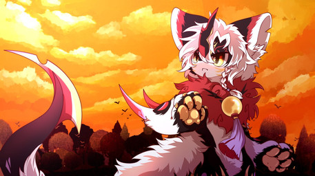 1_horn anthro big_eyes biped black_body black_fur cute_fangs fangs fur horn kemono looking_away male red_body red_fur slim_anthro slim_male solo teeth white_body white_fur yellow_eyes hlg7777 mythology dragon furred_dragon furred_scalie mythological_creature mythological_scalie scalie 2020