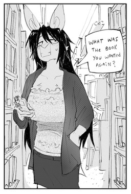 anthro black_border bodily_fluids bookshelf border bottomwear cellphone chair chest_tuft clothing computer computer_monitor dialogue ear_tuft electronics fangs female flip_phone frilly frilly_clothing frilly_topwear frown furniture hair hand_in_pocket inside library long_hair on_phone phone phone_charm pockets skirt solo speech_bubble standing sweat sweatdrop sweaty_face teeth text topwear tuft decafbat cath_(decafbat) bat mammal absurd_res black_and_white english_text hi_res monochrome