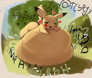 ambiguous_feral ambiguous_gender ambiguous_pred belly belly_on_ground belly_squish big_belly big_butt black_ear_tips black_sclera black_text bloated blurred_background bodily_noises butt calling_for_help cheek_spots cloud cloud_emanata curved_text day digestion digestion_noises dipstick_ears dripping_heart ear_markings emanata eyes_mostly_closed fart fart_cloud fart_fetish feral feral_pred front_view fully_inside fur glorsh grass green_fart_cloud green_heart green_text hand_on_belly hand_on_own_belly hanging_tongue head_tuft heart_reaction heart_symbol hearts_around_head huge_belly hyper hyper_belly immobile light lightning_tail looking_well-fed lying lying_on_ground monotone_belly monotone_butt motion_lines mph! muffled multicolored_ears narrowed_eyes nature nature_background on_front on_ground onomatopoeia open_mouth open_smile outside plant pointy_ears quadruped red_heart resting_on_belly rumbling_stomach satisfied_look shortened_sound_effect shrub size_difference skull_in_fart_cloud skull_symbol sky slosh sloshing_belly smaller_feral smaller_pred smile soft_vore solo sound_effect_variant sound_effects squish tail text thick_thighs tongue tongue_out tuft twitter_handle two_tone_ears unseen_prey unwilling_prey vore vowelless vowelless_sound_effect vowelless_vocalization white_eyes white_text_outline yellow_arms yellow_belly yellow_body yellow_butt yellow_face yellow_fur yellow_hands yellow_legs yellow_tail yellow_tuft tcsrjx nintendo pokemon generation_1_pokemon mammal pikachu pokemon_(species) rodent 2025 digital_media_(artwork) digital_painting_(artwork) english_description english_text full-length_portrait hi_res lighting painting_(artwork) portrait shaded signature soft_shading