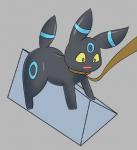 2019 3_toes ambiguous_gender black_body black_fur blue_markings collar eeveelution feet fluffy fluffy_tail fur generation_2_pokemon leash long_ears long_tail markings nintendo open_mouth pokemon pokemon_(species) raised_tail shiny_pokemon snout solo sum tail toes umbreon wide_eyed wooden_horse_(device)