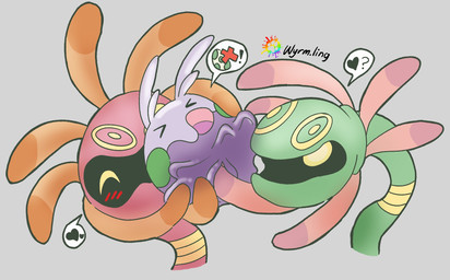 ambiguous_gender animal_genitalia blush eyes_closed female female/ambiguous feral forced genitals green_body group heart_symbol multicolored_body open_mouth penetration pink_body purple_body rape restrained sex simple_background speech_bubble tentacle_penetration tentacles trio two_tone_body vaginal vaginal_penetration vulva yellow_eyes wyrmling_(artist) game_freak nintendo pokemon aquatic cradily echinoderm fossil_pokemon gastropod generation_3_pokemon generation_6_pokemon goo_creature goomy mollusk pokemon_(species) shiny_pokemon digital_drawing_(artwork) digital_media_(artwork) hi_res signature
