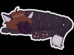 anthro brown_hair claws fur grey_body grey_fur hair happy inner_ear_fluff machine male pawpads paws protogen_visor purple_body purple_fur sleeping solo sticker toe_claws tuft el_mochas over_(over_0w0) protogen 4:3 alpha_channel hi_res