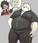 anthro belly black_nose bottomwear clothing duo eyewear fur humanoid_hands kemono male overweight overweight_male pants simple_background sunglasses text white_body white_fur aretna odd_taxi sekiguchi_(odd_taxi) yano_(odd_taxi) bear mammal polar_bear ursine 2021 hi_res japanese_text