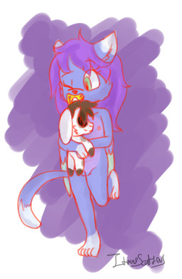 anthro female flat_chested genitals nipples nude pacifier plushie solo standing vulva young young_anthro itwasscatters domestic_cat felid feline felis mammal hi_res