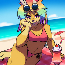 ambiguous_gender anthro antlers clothed clothing fur hair horn lgbt_pride looking_at_viewer male multicolored_hair pride_colors rainbow_hair rainbow_pride_colors rainbow_symbol simple_background six-stripe_rainbow_pride_colors solo blake_fox_(blakefox) levi_jackalope jackalope lagomorph mammal 1:1 digital_media_(artwork) hi_res