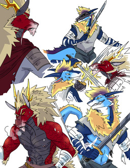anthro barazoku battle fight hair katana male male/male mane mane_hair melee_weapon muscular neck_tuft pawpads shogun stardrips stripes sword swordplay tuft weapon mythology teryx teryx_commodore dragon mythological_creature mythological_scalie scalie storm_dragon comic hi_res