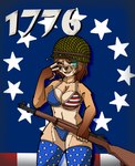 american_flag_bikini anthro armor bikini breasts clothing female flag_bikini gesture gun hand_gesture headgear helmet holidays legwear m1_garand one_eye_closed ranged_weapon smile solo swimwear thigh_highs two-piece_swimsuit v_sign weapon wink jinrai 4th_of_july katya_(pistolpete) bear mammal hi_res