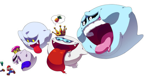 ambiguous_gender crown food fruit group headgear male not_furry pineapple plant simple_background white_background unknown_artist luigi's_mansion mario_bros new_super_mario_bros._2 nintendo super_mario_sunshine boohemoth boolossus king_boo luigi mario boo_(mario) ghost human mammal sleepy_boo_(super_mario_sunshine) spirit hi_res brother_(lore) brothers_(lore) sibling_(lore) twins_(lore)