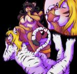 5_fingers anthro belly blush breasts butt claws duo feet female fingers fur hair humanoid_hands male male/female moobs nipples nude open_mouth overweight overweight_male paws red_eyes simple_background smile striped_body striped_fur stripes teeth toes tongue tongue_out transparent_background white_body white_fur queenkami kami_(queenkami) cougar felid feline mammal pantherine tiger 2020 alpha_channel digital_media_(artwork)