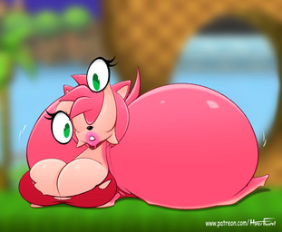 alternate_species armless big_breasts big_butt blurred_background bottomless breasts butt clothed clothing eyestalks female green_eyes green_hill_zone huge_butt hyper hyper_butt lips multicolored_body pink_body raised_clothing raised_topwear solo tan_body text topwear torn_clothing two_tone_body what hyperflannel sega sonic_the_hedgehog_(series) amy_rose gastropod mollusk snail 2023 absurd_res digital_media_(artwork) hi_res url