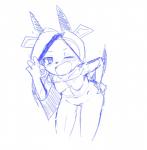 2017 antelope anthro bent_over bichosan blue_and_white blush bovid breasts clothed clothing digital_media_(artwork) female fully_clothed gesture graphite_(artwork) grazing_antelope hand_gesture hand_on_butt hand_on_hip happy heart_eyes heart_symbol horn leaning leaning_forward libbie looking_at_viewer mammal monochrome ok_sign one_eye_closed open_mouth oryx pencil_(artwork) pose simple_background sketch smile solo traditional_media_(artwork) white_background wink