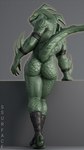 2022 3d_(artwork) 9:16 anthro anus biceps big_butt biped butt claws digital_media_(artwork) dragon epic_games finger_claws fortnite green_body green_scales hybrid_(fortnite) looking_at_viewer male mostly_nude mythological_creature mythological_scalie mythology rear_view scales scalie solo ssurface3d tail thick_thighs wingless_dragon