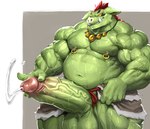 abs anthro armor balls barazoku belly biceps big_balls big_belly big_muscles big_pecs big_penis biped blush bodily_fluids body_blush border clothed clothing dripping erection foreskin fur genital_fluids genitals glans green_body green_fur grey_background hair huge_balls huge_muscles huge_penis humanoid_genitalia humanoid_hands humanoid_penis jewelry leather leather_armor looking_at_viewer male manly mostly_nude mostly_nude_anthro mostly_nude_male musclegut muscular muscular_anthro muscular_male navel necklace nipple_piercing nipple_ring nipples obliques overweight overweight_anthro overweight_male pecs penis penis_blush piercing precum precum_drip precum_squirt pteruges quads red_hair retracted_foreskin ring_piercing simple_background smile solo standing sweat teeth thick_penis thick_thighs topless topless_anthro topless_male tuft tusks unconvincing_armor vein veiny_balls veiny_muscles veiny_penis white_border yellow_sclera kuroma anonymous_character mammal orc pig_orc suid suine sus_(pig) 2022 colored colored_line_art digital_drawing_(artwork) digital_media_(artwork) hi_res portrait shaded three-quarter_portrait