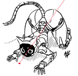 acting_like_a_cat all_fours anthro ass_up breasts butt female laser_pointer machine simple_background solo tail aphelion_host voices_of_the_void kerfur_omega_(votv) robot robot_anthro