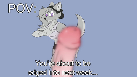 anthro edging female fur genitals grey_body grey_fur music penis sliding solo song text tj-45 zoul_illustration virtual_insanity loco_(zoul_illustration) canid mammal animated animation_meme hi_res meme short_playtime video