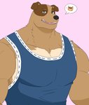 anthro big_muscles clothed clothing huge_muscles looking_at_viewer male muscular muscular_anthro muscular_male shirt solo tank_top topwear ixkouu hayop_ka! nimfa_dimaano roger_europeo canid canine canis domestic_dog mammal hi_res