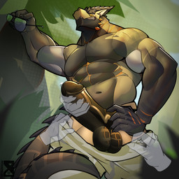 2_horns abs anthro balls barazoku belt biceps bioluminescence bioluminescent_penis biped black_body black_countershading black_horn bottomwear bottomwear_down bottomwear_pull claws clenched_teeth clothed clothing clothing_pull countershade_arms countershade_face countershade_neck countershade_torso countershading disembodied_hand erection eyewear facial_scales facial_spikes finger_claws flesh_fang foreskin genitals glans glowing glowing_genitalia glowing_penis glowing_spikes gradient_body hand_on_hip holding_eyewear holding_object holding_sunglasses horn humanoid_genitalia humanoid_penis jaw_spikes logo looking_down looking_down_at_genitalia looking_down_at_penis looking_pleasured low-angle_view male markings multicolored_body muscular muscular_anthro muscular_arms muscular_male navel orange_eyes orange_markings orange_spikes pants pants_around_thighs pants_down pants_pull partially_clothed pecs penis penis_grab pose retracted_foreskin scales solo spiked_tail spikes spikes_(anatomy) sunglasses tail teeth teeth_showing topless topless_anthro topless_male vein veiny_penis white_body white_countershading yellow_body yellow_scales megadolix mythology skalld_(gullax_lusar) dragon mythological_creature mythological_scalie scalie wingless_dragon artist_logo digital_media_(artwork) hi_res portrait three-quarter_portrait