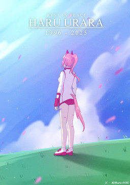 asian_clothing athletic_wear blue_sky bottomwear buruma clothing cloud east_asian_clothing female fingerless_gloves footwear gloves grass hair handwear jacket japanese_clothing outside petals pink_hair plant ponytail rear_view red_clothing red_gloves red_handwear rest_in_peace shoes sky sneakers solo tail text topwear white_clothing white_jacket white_topwear dbluezuki02 cygames uma_musume_pretty_derby haru_urara_(pretty_derby) animal_humanoid equid equid_humanoid equine equine_humanoid horse_humanoid humanoid mammal mammal_humanoid 2025 absurd_res character_name hi_res