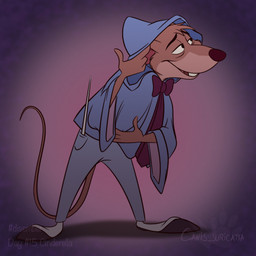 anthro bottomwear bow_ribbon buckteeth clothed clothing footwear fur half-closed_eyes leaning leaning_forward magic_wand male narrowed_eyes open_mouth pants robe shoes smile solo standing tail teeth text topwear atimon disney disney's_cinderella the_great_mouse_detective basil_(disney) fairy_godmother_(cinderella) mammal mouse murid murine rodent 1:1 2023 signature
