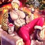 5_fingers abs anthro areola belt biped boots bottomwear christmas_clothing christmas_headwear clothed clothing fingers footwear hat headgear headwear holidays male muscular muscular_anthro muscular_male nipples pants pecs santa_hat shoes solo tail tongue tongue_out whiskers maririn christmas charr_(maririn) felid jaguar mammal pantherine hi_res