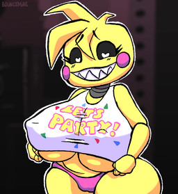 anthro beakless big_breasts bouncing_breasts breasts camel_toe clothed clothing clothing_lift female grin heart_eyes heart_symbol huge_breasts looking_at_viewer machine nipples non-mammal_nipples panties sharp_teeth shirt shirt_lift smile solo teeth topwear underwear bouncymae five_nights_at_freddy's five_nights_at_freddy's_2 scottgames toy_chica_(fnaf) animatronic avian bird robot animated