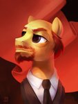 balding brown_eyes clothed clothed_feral clothing facial_hair feral fur goatee hair male necktie red_hair solo suit yellow_body yellow_fur jedayskayvoker hasbro my_little_pony vladimir_lenin equid equine horse mammal pony 3:4 bust_portrait hi_res portrait signature