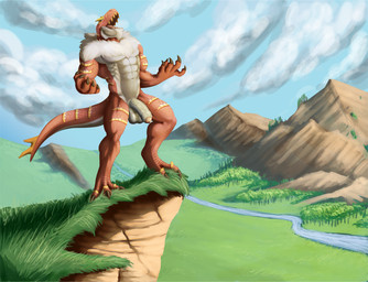 abs anthro balls big_penis biped foreskin genitals humanoid_genitalia humanoid_penis male muscular muscular_male nature navel outside pecs penis solo tail vein veiny_penis lakhanto nintendo pokemon dinosaur fossil_pokemon generation_6_pokemon pokemon_(species) prehistoric_species reptile scalie tyrantrum